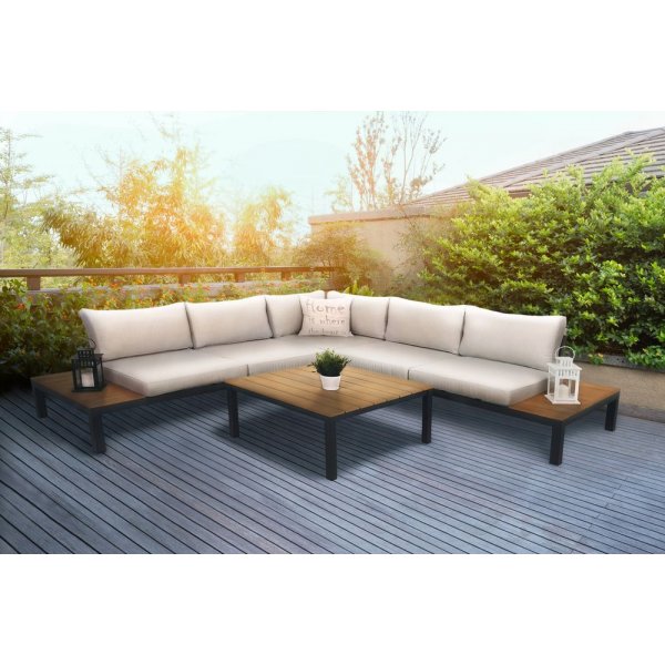 H�rnsoffa Burgos med bord - Gr�/ljusgr�