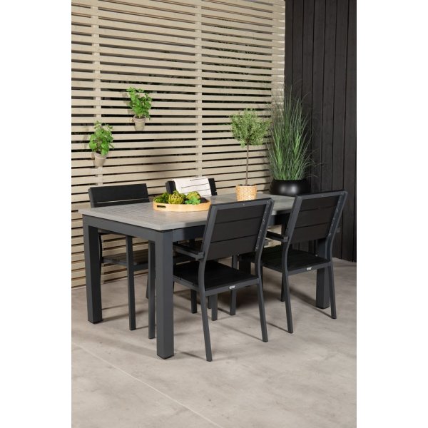 Ekenäs Spisegruppe (152x90) - Sort/Grå - 4 Stole Ekenäs Spisegruppe (152x90) - Sort/Grå - 4 Stole