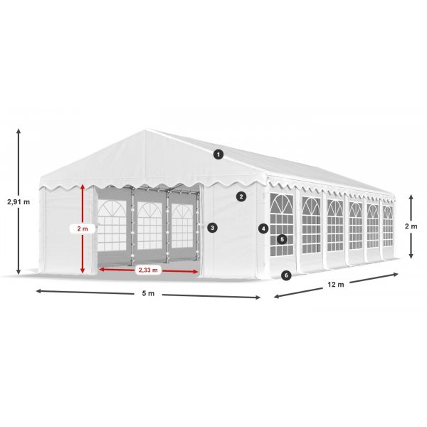 Partytelt Eco 1 i PE - 5 x 12 m