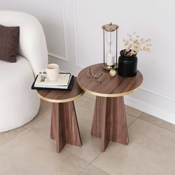 Mushroom sidobordset �30/40 cm - Guld/valn�t
