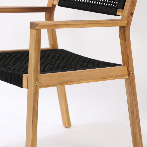 Lekvall Matstol - Svart rep/Akacia