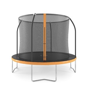 Studsmatta med säkerhetsnät - svart/orange - 305 cm + Stege