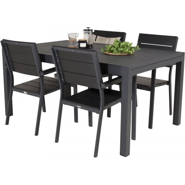 Holma Spisegruppe (160x100) - Sort - 4 Stole Holma Spisegruppe (160x100) - Sort - 4 Stole