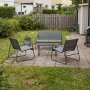Zanzibar loungegruppe sofa & l�nestole med sofabord sort + Pletfjerner til m�bler