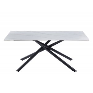 Jupiter matbord - 180x90 cm - Vit marmor keramik topp