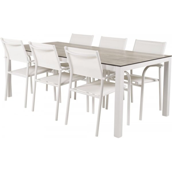 Tottarp Matgrupp (205x100) - Vit/Gr� - 6 Stolar