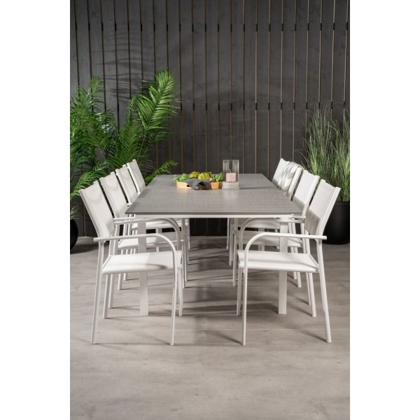 Pr�ssebo Matgrupp (160x100) - Vit/Gr� - 8 Stolar