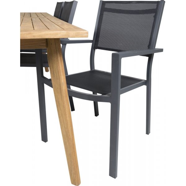 Charlottenberg spisegruppe (220x100) - Sort/Natur - 6 Stole