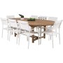 Bjurker Spisegruppe (180x120) - Hvid/Natur - 8 Stole
