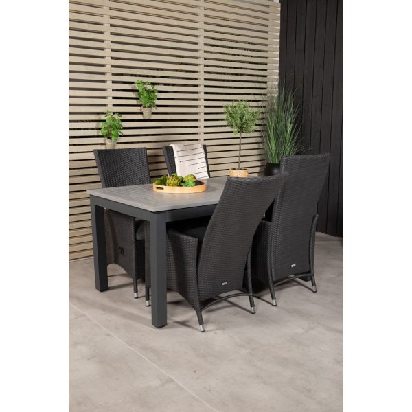 Eken�s Matgrupp (152x90) - Svart/Gr� - 4 Stolar