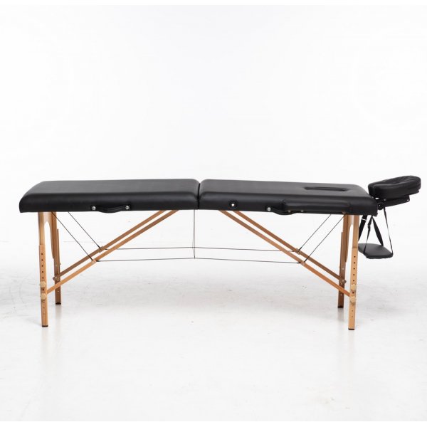 Massageb�nk med tr�ben - 2 zoner - Svart