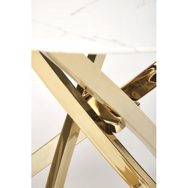 Raymond matbord �100 cm - Vit marmor/guld