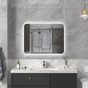 Badrsumspegel rundade hörn med LED 80x60 cm Badrsumspegel rundade hörn med LED 80x60 cm