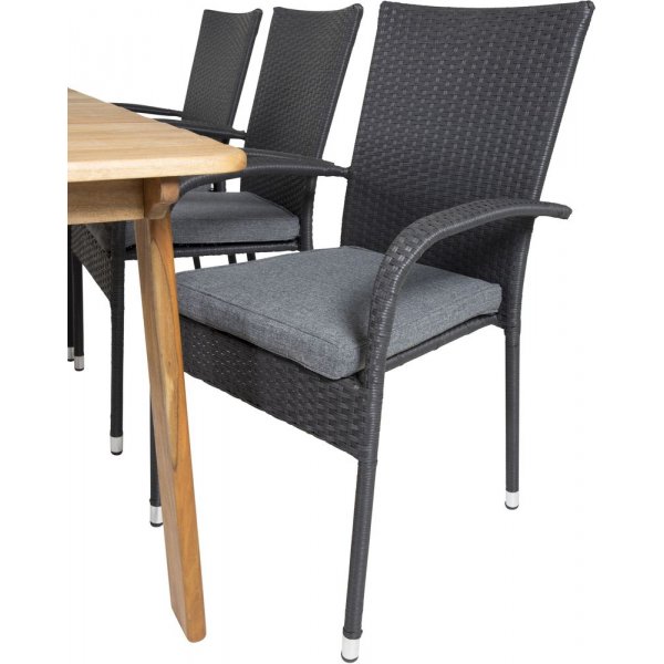 Malmby Matgrupp (180x90) - Svart/Natur - 6 Stolar