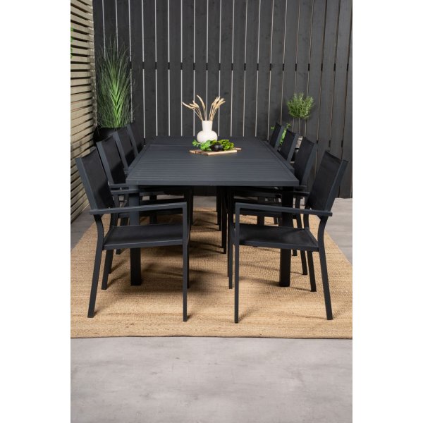 Holma Matgrupp (160x100) - Svart - 8 Stolar