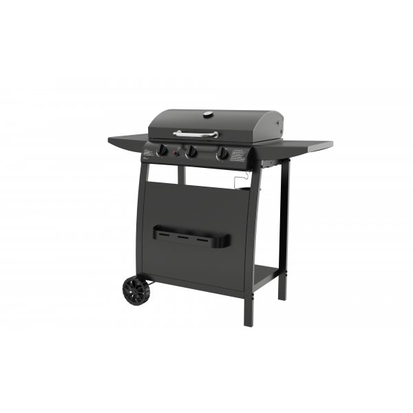 Gasolgrill med lock och varmh�llningsgaller - 3 br�nnare - svart