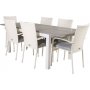 Ekens Matgrupp (160x90) - Vit/Gr - 6 Stolar