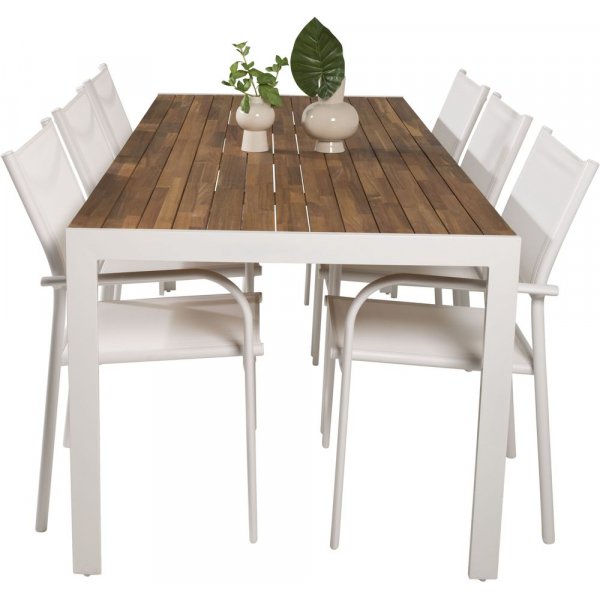 Balsj� Matgrupp (205x90) - Vit/Natur - 6 Stolar