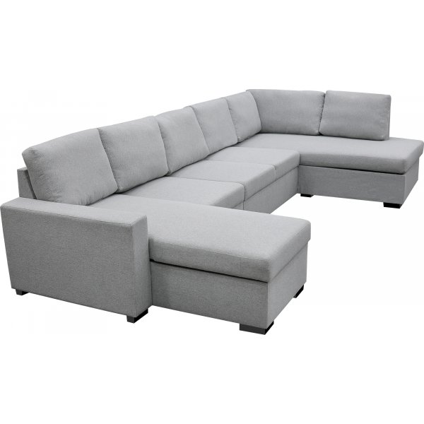 U-soffa Solna XL med f�rvaring - 367 cm - ljusgr�