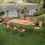 Mllan utegrupp i teak: 8 st stolar med matbord 176x90 cm