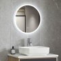 Rund badrumsspegel 60 cm med LED-belysning, dimmer, anti-fog och touch-styrning Rund badrumsspegel 60 cm med LED-belysning, dimmer, anti-fog och touch-styrning