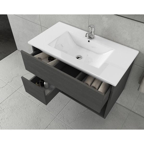 Møbelpakke Sorrento 85 - Grafitfarvet med spejl- og sideskab Møbelpakke Sorrento 85 - Grafitfarvet med spejl- og sideskab