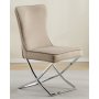 Stol med kromade ben - beige sammet - Luxury