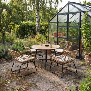 Runt utebord tr�komposit & aluminium 105 cm - L�ken�s