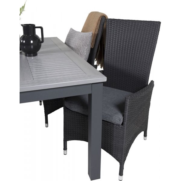 Eken�s Matgrupp (152x90) - Svart/Gr� - 4 Stolar