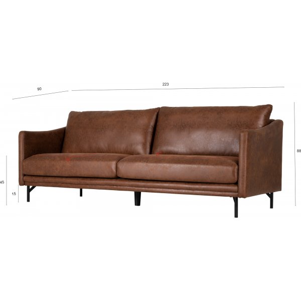 Vintage soffa 3-sits brun 223 cm