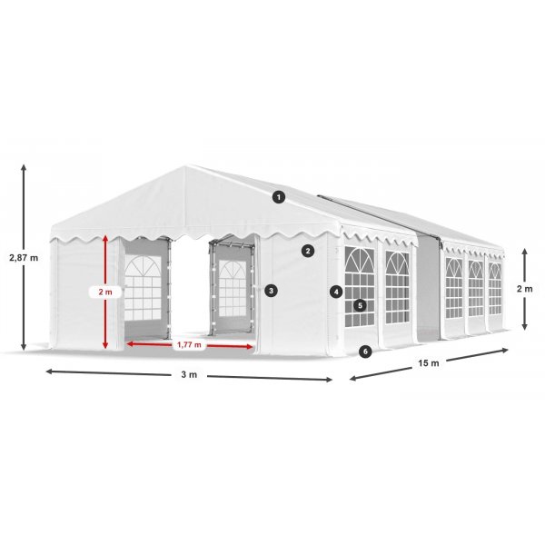 Partyzelt Eco 1 aus PE - 3 x 15 m Partyzelt Eco 1 aus PE - 3 x 15 m