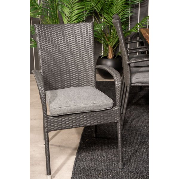 Balsj Matgrupp (205x90) - Svart/Natur - 6 Stolar