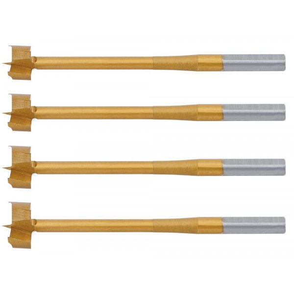 Forstner borrbitssats, tennbelagda, 4 delar