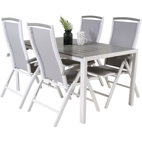 Ervalla Matgrupp (150x90) - Vit/Gr� - 4 Stolar