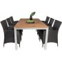 Salstad Matgrupp (200x100) - Svart/Natur/Silver - 6 Stolar