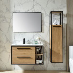 Badrumsm&ouml;bler 90 cm Tr&auml; - Frame  + Toalettpappersh&aring;llare