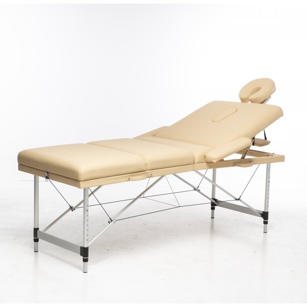 Massagebnk med metalben - 4 zoner - beige