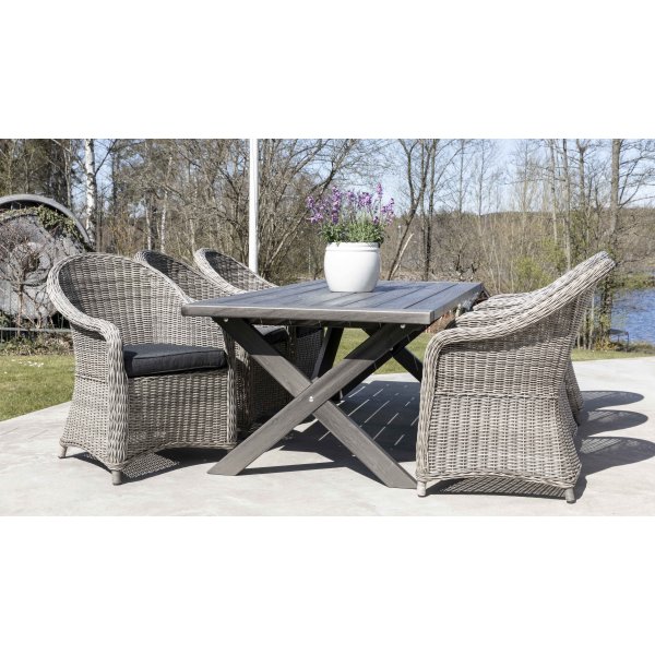 Oxford-Essgruppe 220 cm + Textilimprägnierung für Outdoormöbel Oxford-Essgruppe 220 cm + Textilimprägnierung für Outdoormöbel