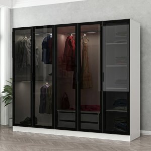 Cavolo garderob 225x52x210 cm - Vit/svart