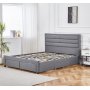 S�ngram med f�rvaring inklusive s�nggavel 180 x 200 cm - Gr�