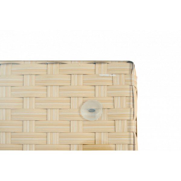 Stor utomhus h�rnsoffa med bord | Loungeset i konstrotting | Creme