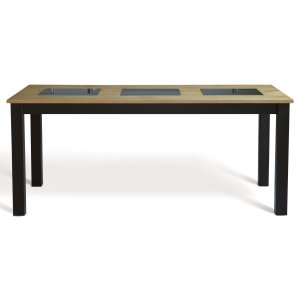 Matbord 180x90 cm ek med svarta plattor