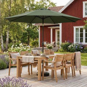 Parasoll Fj�llbacka 300 cm m�rkgr�n balkong utem�bler