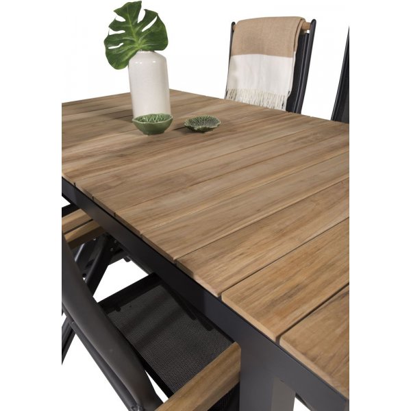 Maglehem Matgrupp (160x90) - Svart/Natur - 4 Stolar