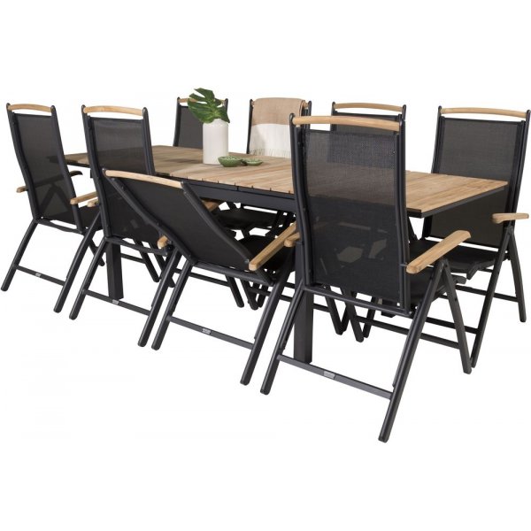 Maglehem Matgrupp (160x90) - Svart/Natur - 8 Stolar Maglehem Matgrupp (160x90) - Svart/Natur - 8 Stolar