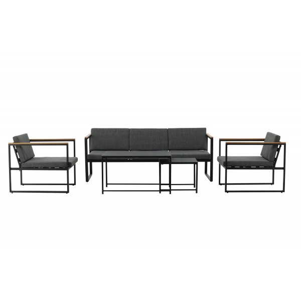 Loungegrupp Svart ram Gr�a dynor med bord - Dakar