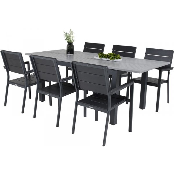 Ekenäs Matgrupp (152x90) - Svart/Grå - 6 Stolar Ekenäs Matgrupp (152x90) - Svart/Grå - 6 Stolar