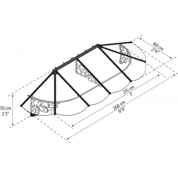 Canopia Lily French Entrance baldakin 0,9 x 2,7 - Sort/klart glas