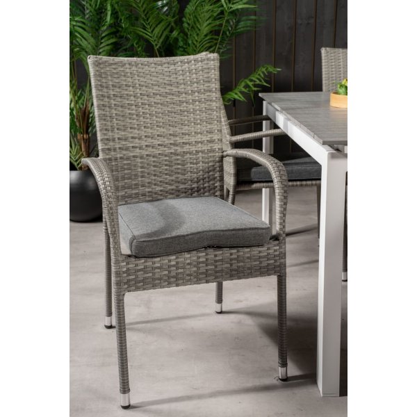 Pr�ssebo Matgrupp (160x100) - Gr�/Vit - 6 Stolar