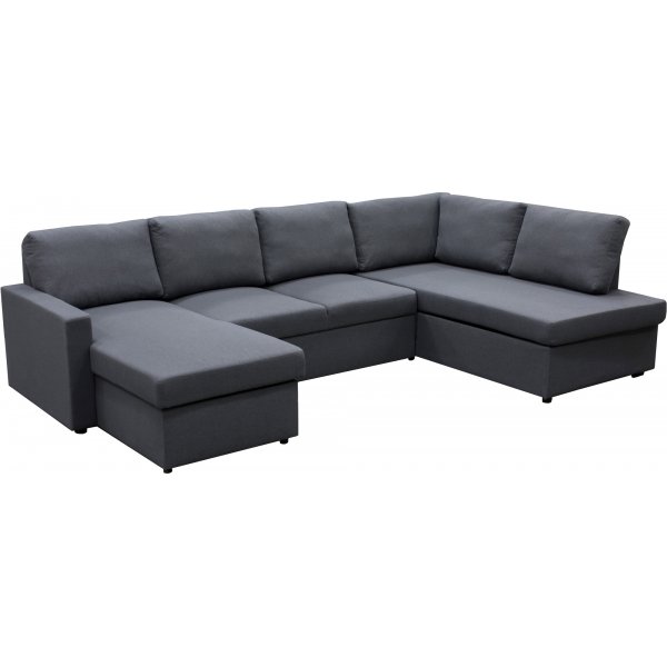 U-soffa b�ddsoffa T�rn� med f�rvaring - 304 cm - m�rkgr�